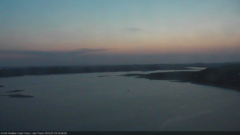 Lake Travis webcam, July 29, 2018 7:50 PM CT
