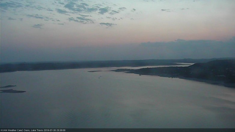 Lake Travis webcam, July 30, 2018 7:40 PM CT