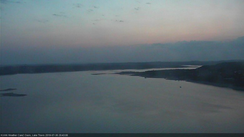 Lake Travis webcam, July 30, 2018 7:45 PM CT