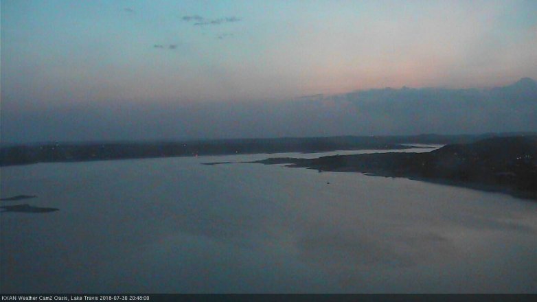 Lake Travis webcam, July 30, 2018 7:50 PM CT