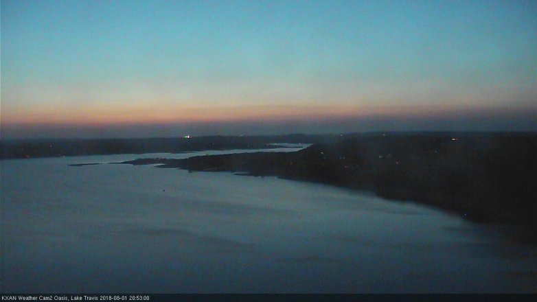 Lake Travis webcam, August 1, 2018 7:55 PM CT