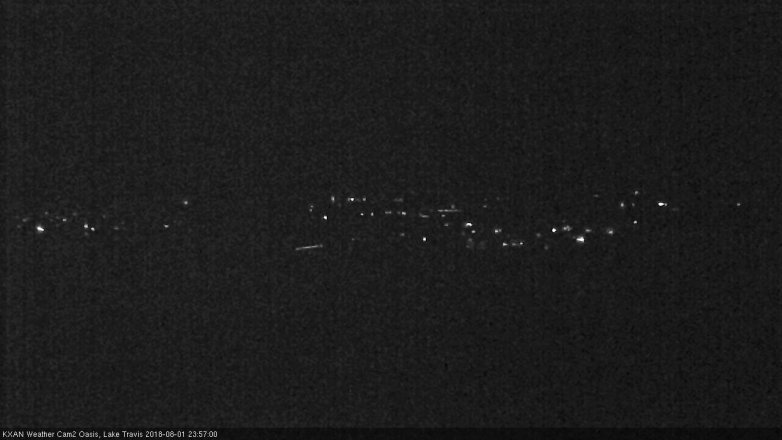 Lake Travis webcam, August 1, 2018 11:00 PM CT