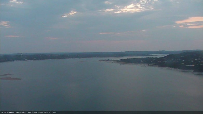 Lake Travis webcam, August 2, 2018 7:30 PM CT