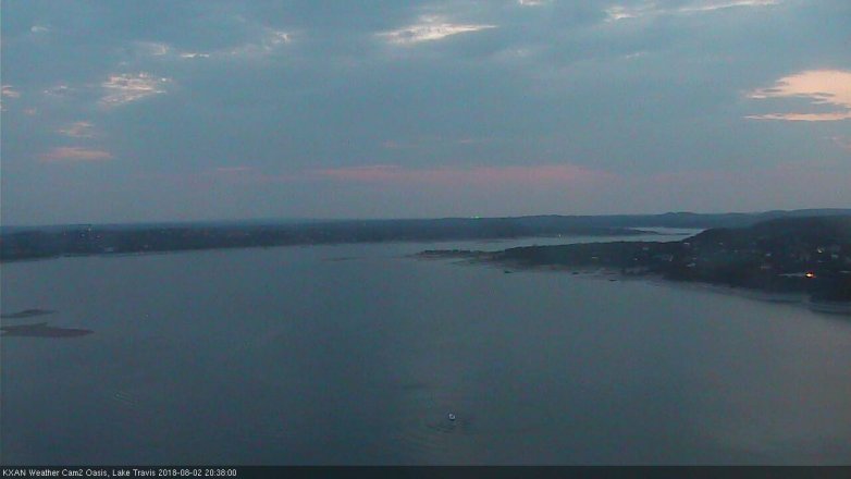 Lake Travis webcam, August 2, 2018 7:40 PM CT