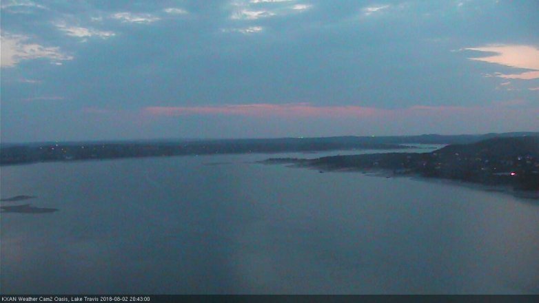 Lake Travis webcam, August 2, 2018 7:45 PM CT