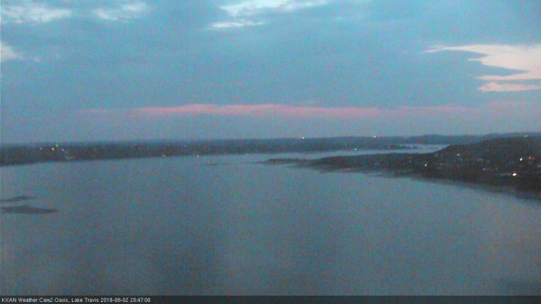Lake Travis webcam, August 2, 2018 7:50 PM CT