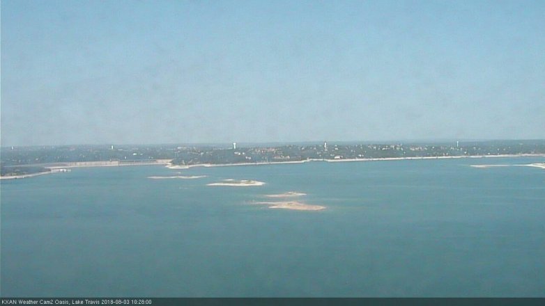 Lake Travis webcam, August 3, 2018 9:30 AM CT