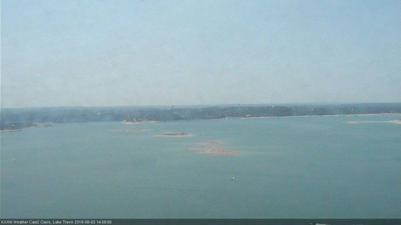 Lake Travis webcam, August 3, 2018 1:10 PM CT