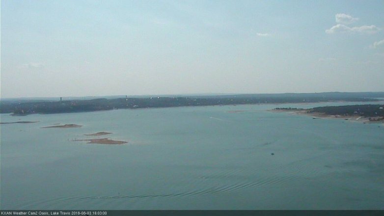 Lake Travis webcam, August 3, 2018 3:05 PM CT