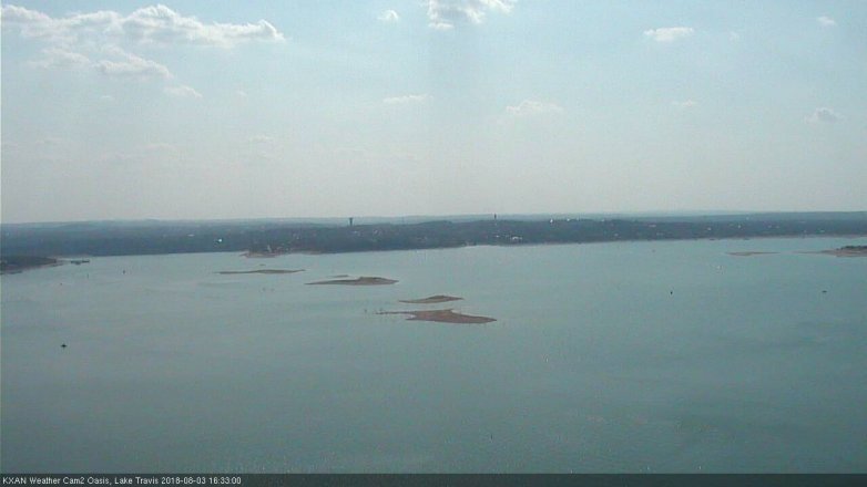 Lake Travis webcam, August 3, 2018 3:35 PM CT