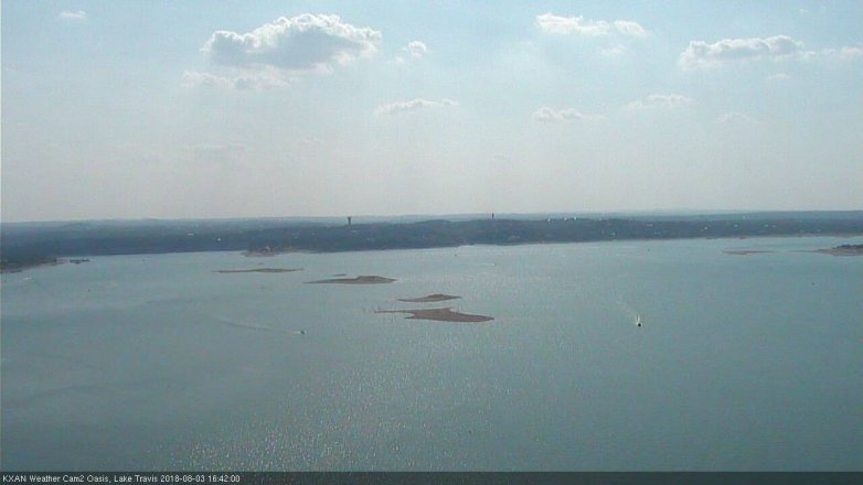 Lake Travis webcam, August 3, 2018 3:45 PM CT