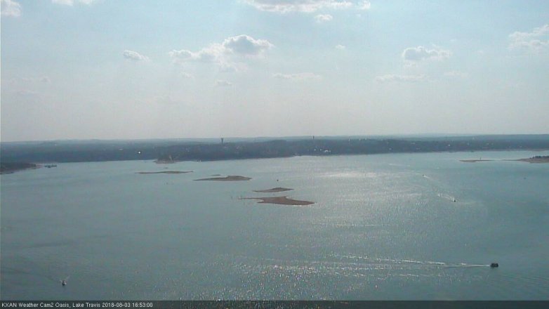 Lake Travis webcam, August 3, 2018 3:55 PM CT