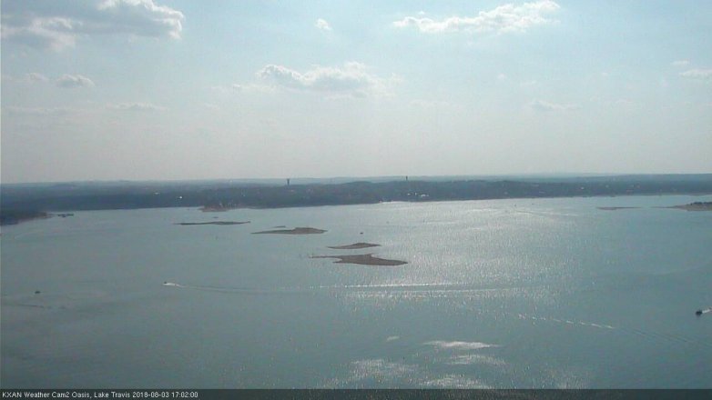 Lake Travis webcam, August 3, 2018 4:05 PM CT