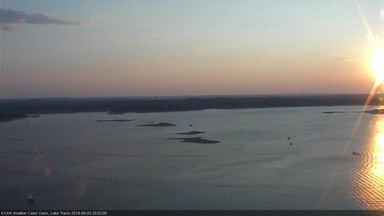 Lake Travis webcam, August 3, 2018 7:05 PM CT