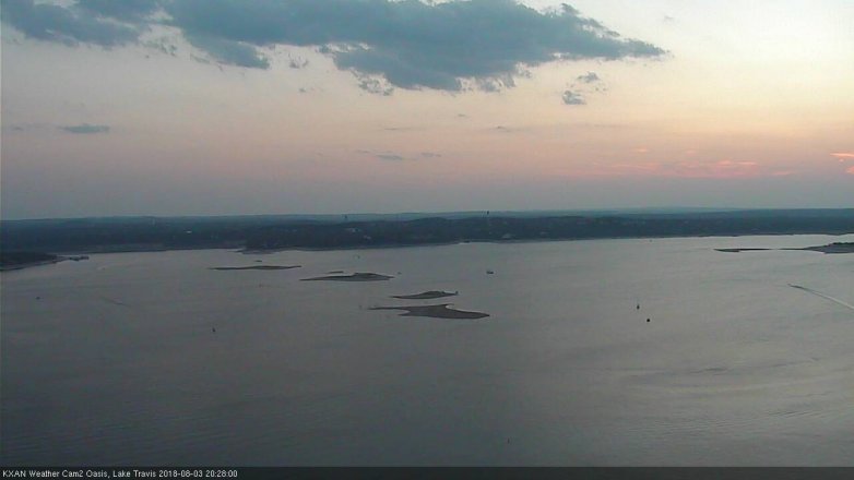 Lake Travis webcam, August 3, 2018 7:30 PM CT