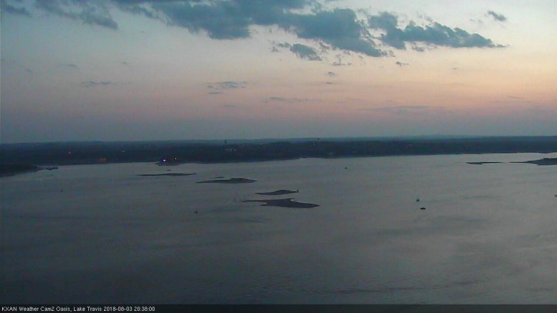 Lake Travis webcam, August 3, 2018 7:40 PM CT