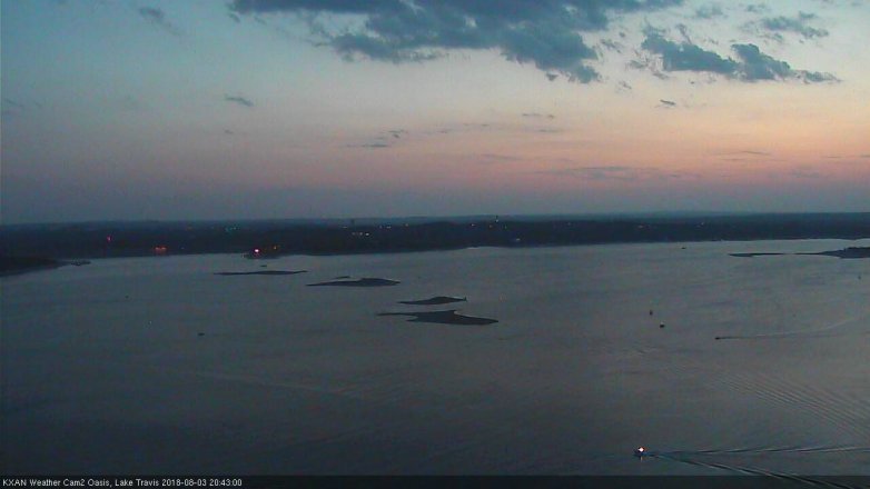 Lake Travis webcam, August 3, 2018 7:45 PM CT