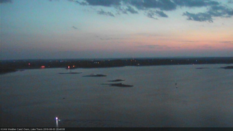 Lake Travis webcam, August 3, 2018 7:50 PM CT