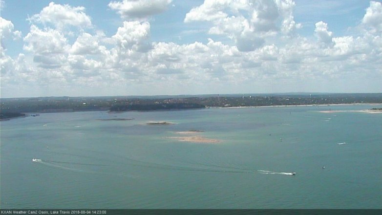 Lake Travis webcam, August 4, 2018 1:25 PM CT