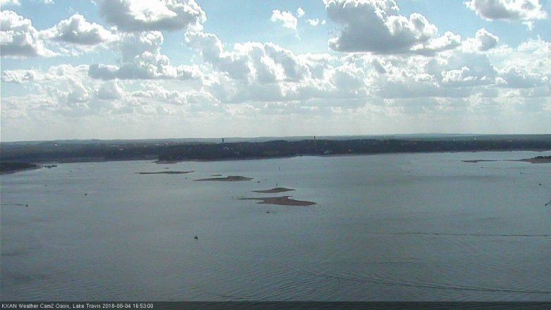 Lake Travis webcam, August 4, 2018 3:55 PM CT