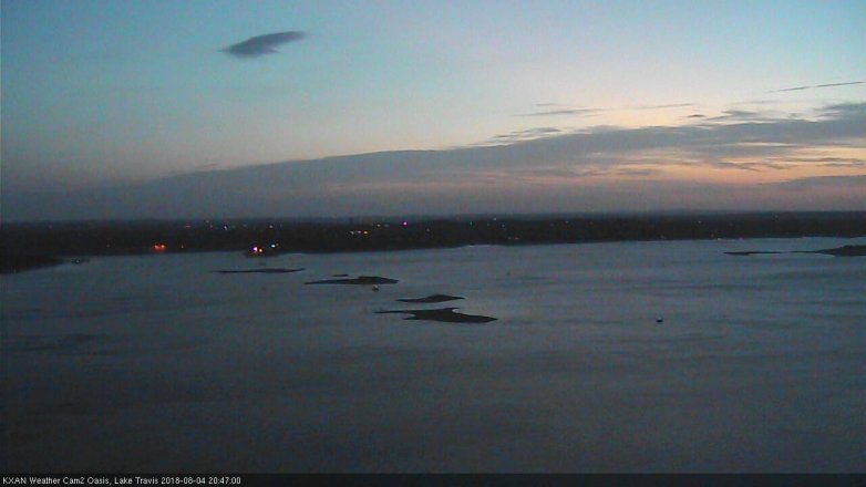Lake Travis webcam, August 4, 2018 7:50 PM CT