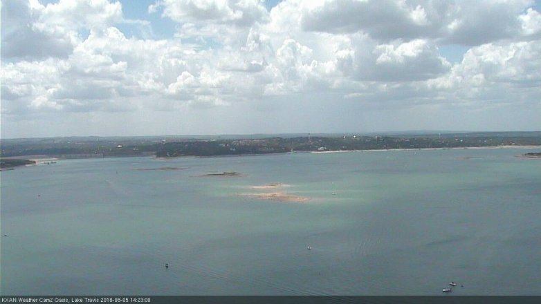Lake Travis webcam, August 5, 2018 1:25 PM CT