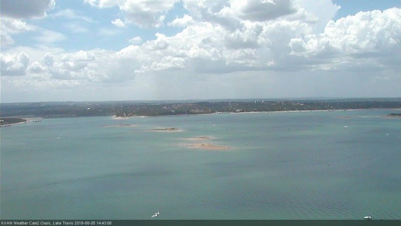 Lake Travis webcam, August 5, 2018 1:45 PM CT