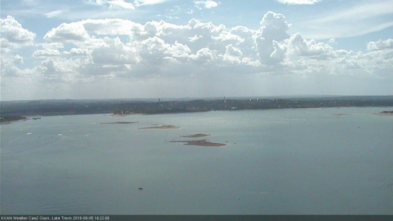 Lake Travis webcam, August 5, 2018 3:25 PM CT
