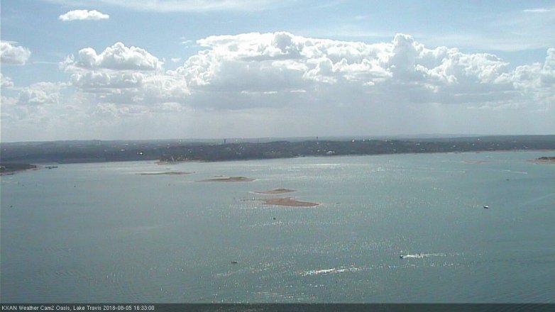 Lake Travis webcam, August 5, 2018 3:35 PM CT