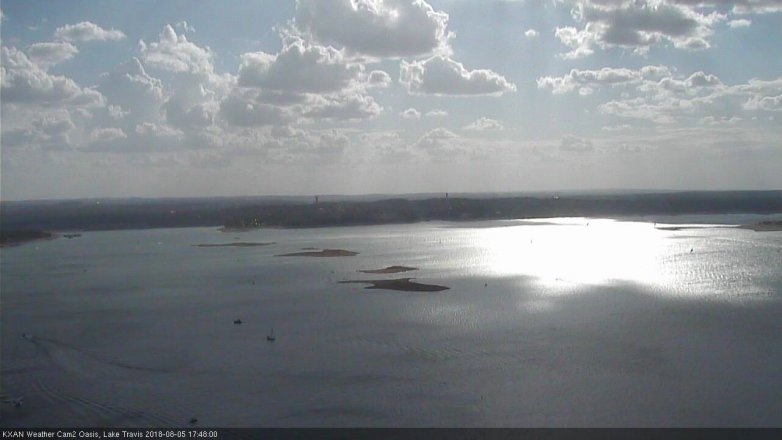 Lake Travis webcam, August 5, 2018 4:50 PM CT