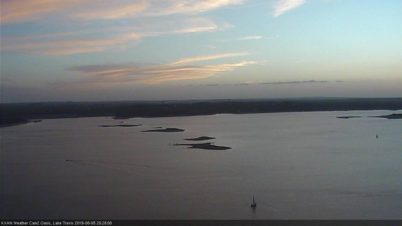 Lake Travis webcam, August 5, 2018 7:30 PM CT