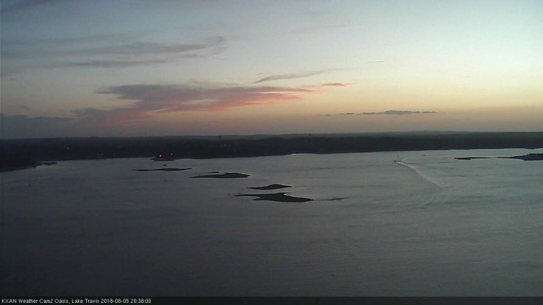 Lake Travis webcam, August 5, 2018 7:40 PM CT