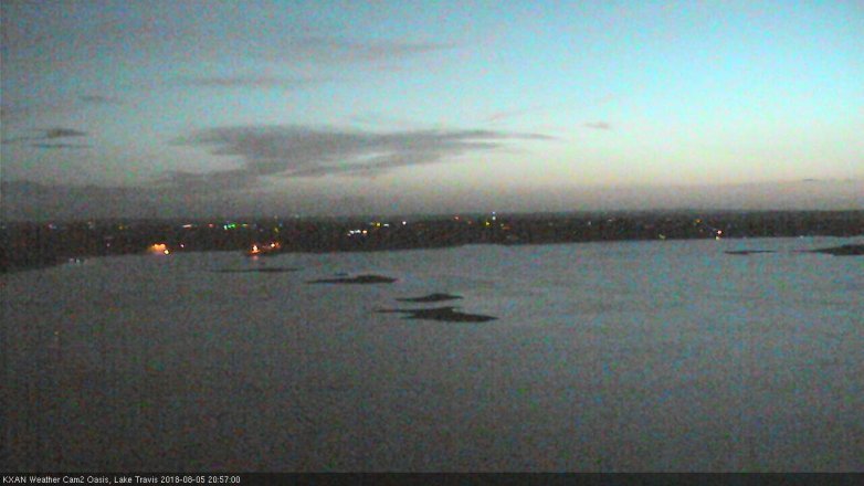 Lake Travis webcam, August 5, 2018 8:00 PM CT