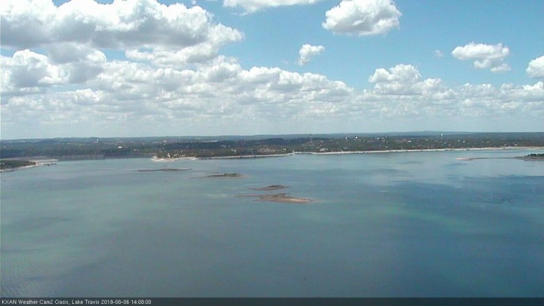 Lake Travis webcam, August 6, 2018 1:10 PM CT