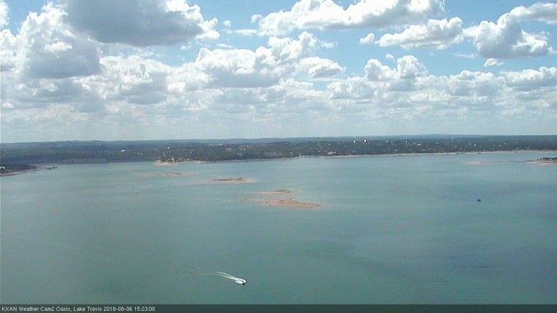 Lake Travis webcam, August 6, 2018 2:25 PM CT