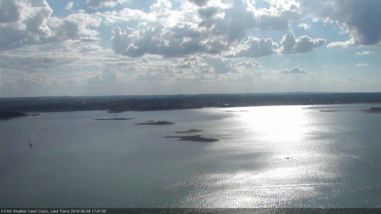 Lake Travis webcam, August 6, 2018 4:50 PM CT