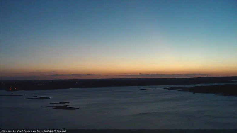 Lake Travis webcam, August 6, 2018 7:45 PM CT