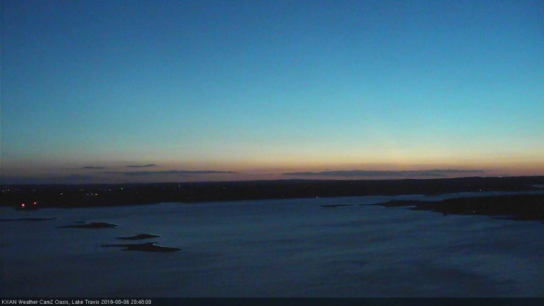 Lake Travis webcam, August 6, 2018 7:50 PM CT