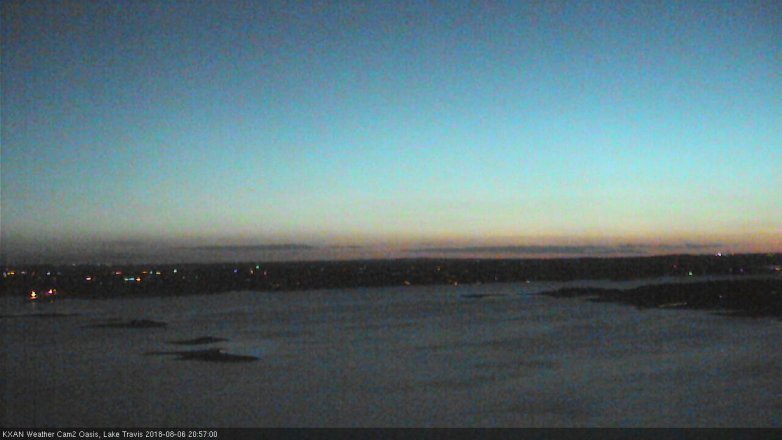 Lake Travis webcam, August 6, 2018 8:00 PM CT