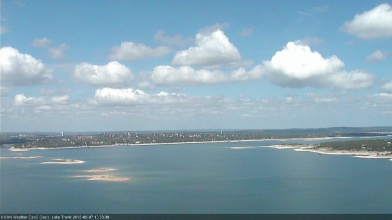 Lake Travis webcam, August 7, 2018 10:00 AM CT
