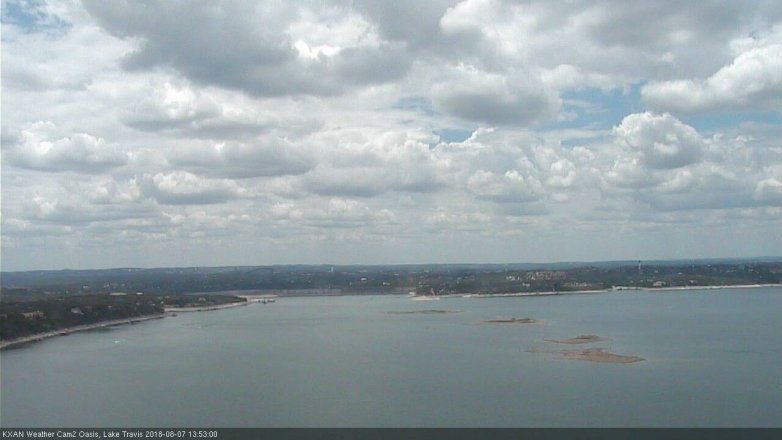 Lake Travis webcam, August 7, 2018 12:55 PM CT