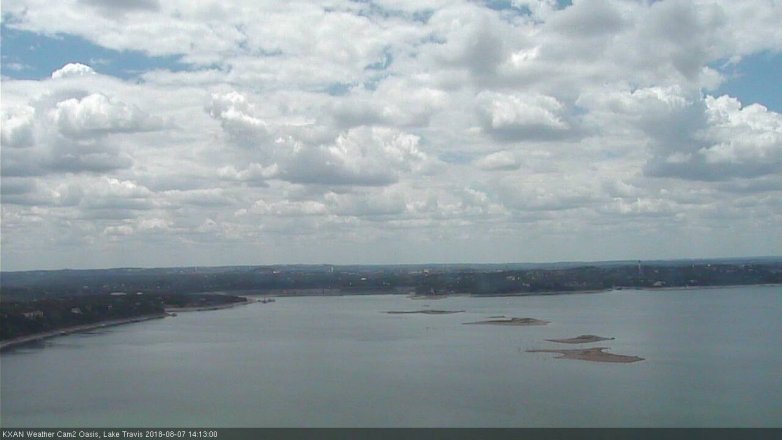Lake Travis webcam, August 7, 2018 1:15 PM CT