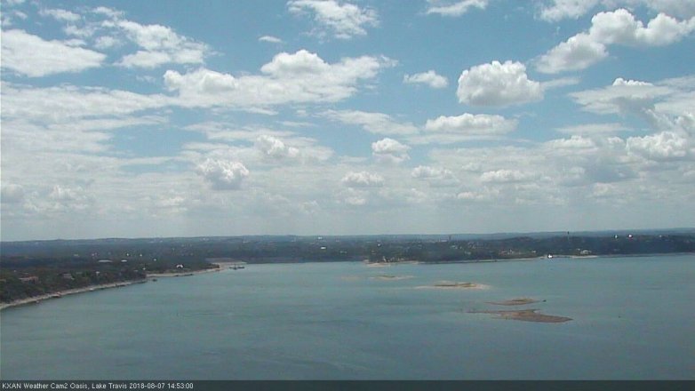 Lake Travis webcam, August 7, 2018 1:55 PM CT