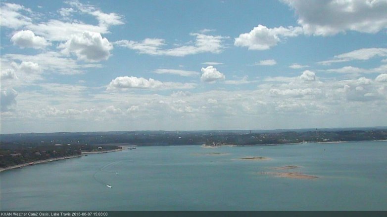 Lake Travis webcam, August 7, 2018 2:05 PM CT