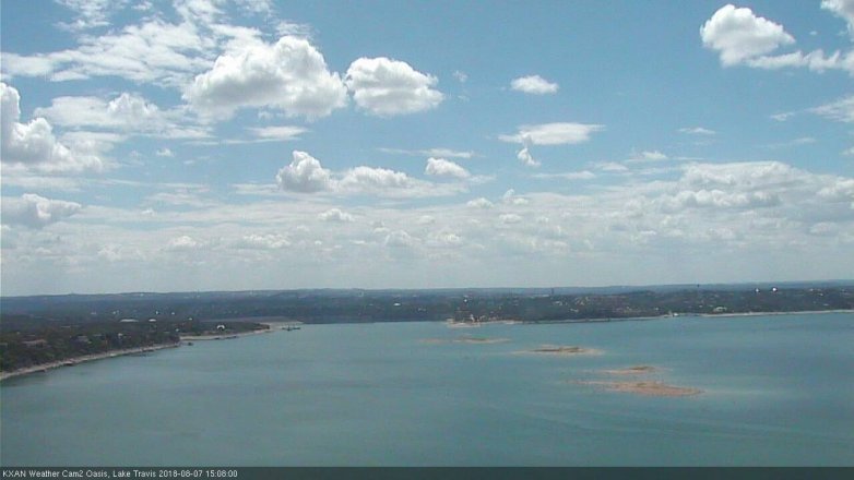 Lake Travis webcam, August 7, 2018 2:10 PM CT