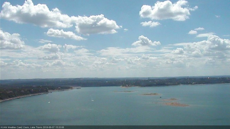 Lake Travis webcam, August 7, 2018 2:35 PM CT
