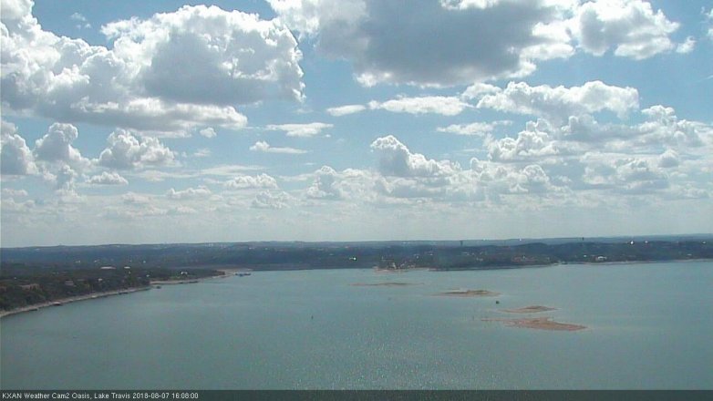 Lake Travis webcam, August 7, 2018 3:10 PM CT