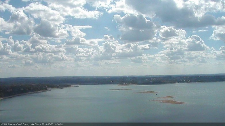 Lake Travis webcam, August 7, 2018 3:40 PM CT