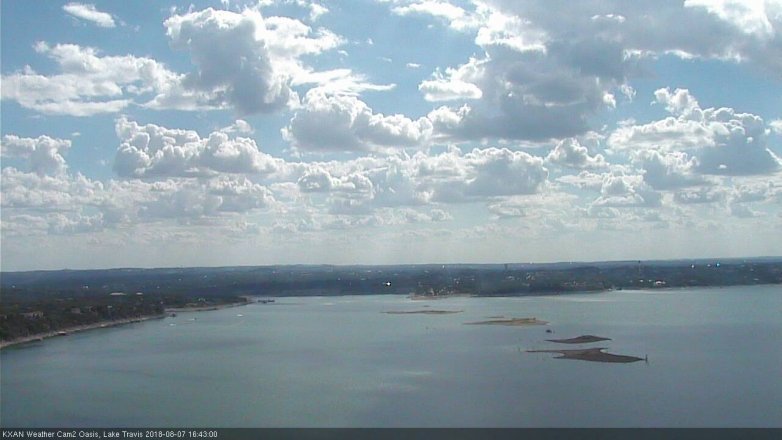 Lake Travis webcam, August 7, 2018 3:45 PM CT