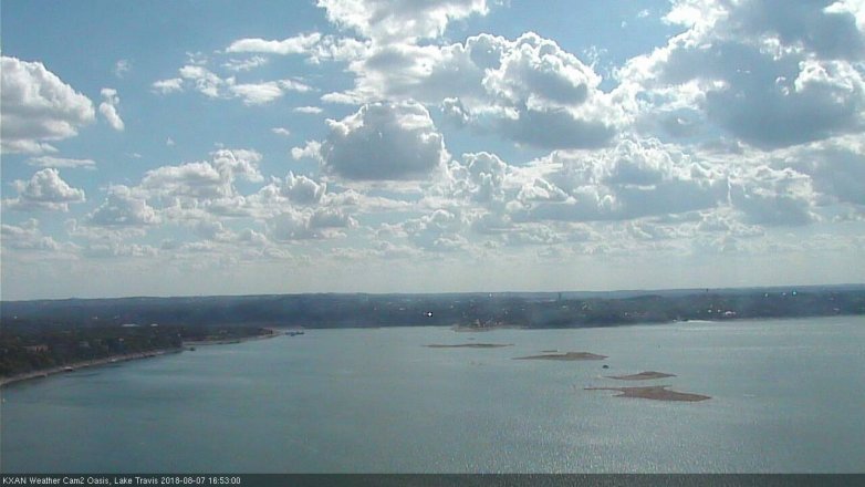 Lake Travis webcam, August 7, 2018 3:55 PM CT